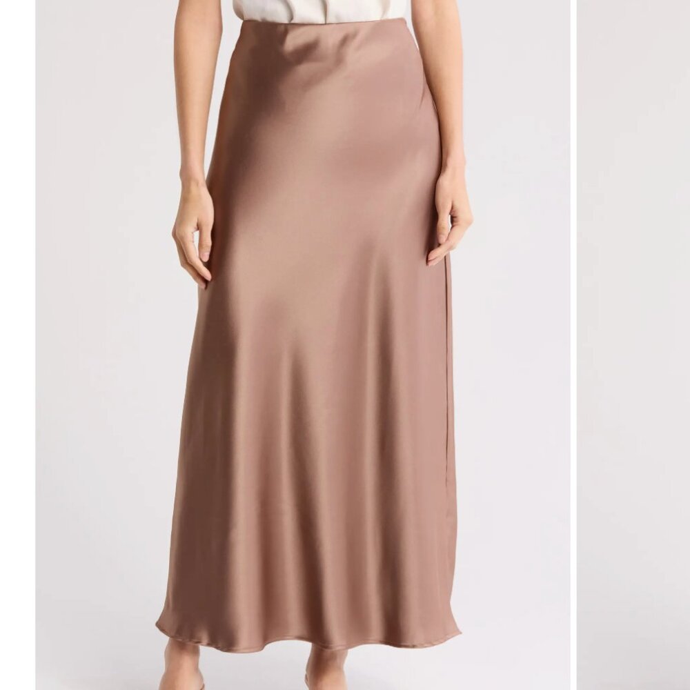 $108 NWT Satin Mid/long Skirt | Brown Elegant Skirt | A line | S  | Nordstrom